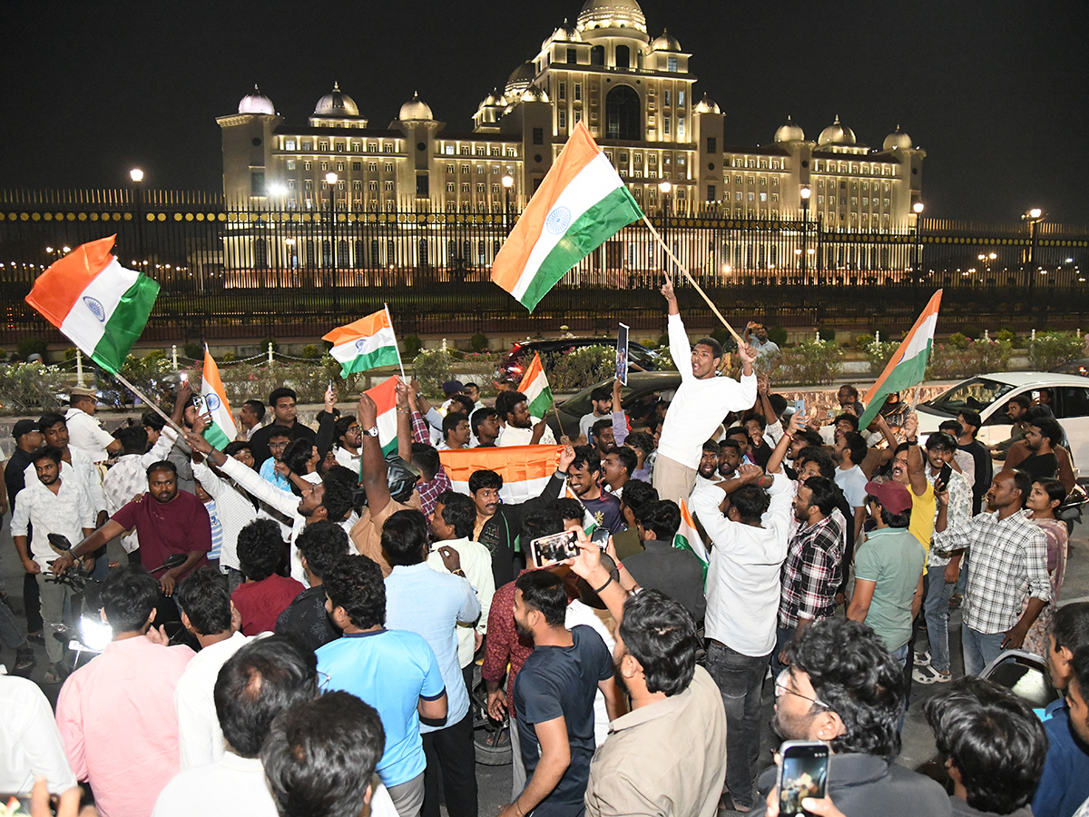 Cricket fans celebrate Indias victory over Pakistan at hyderabad1