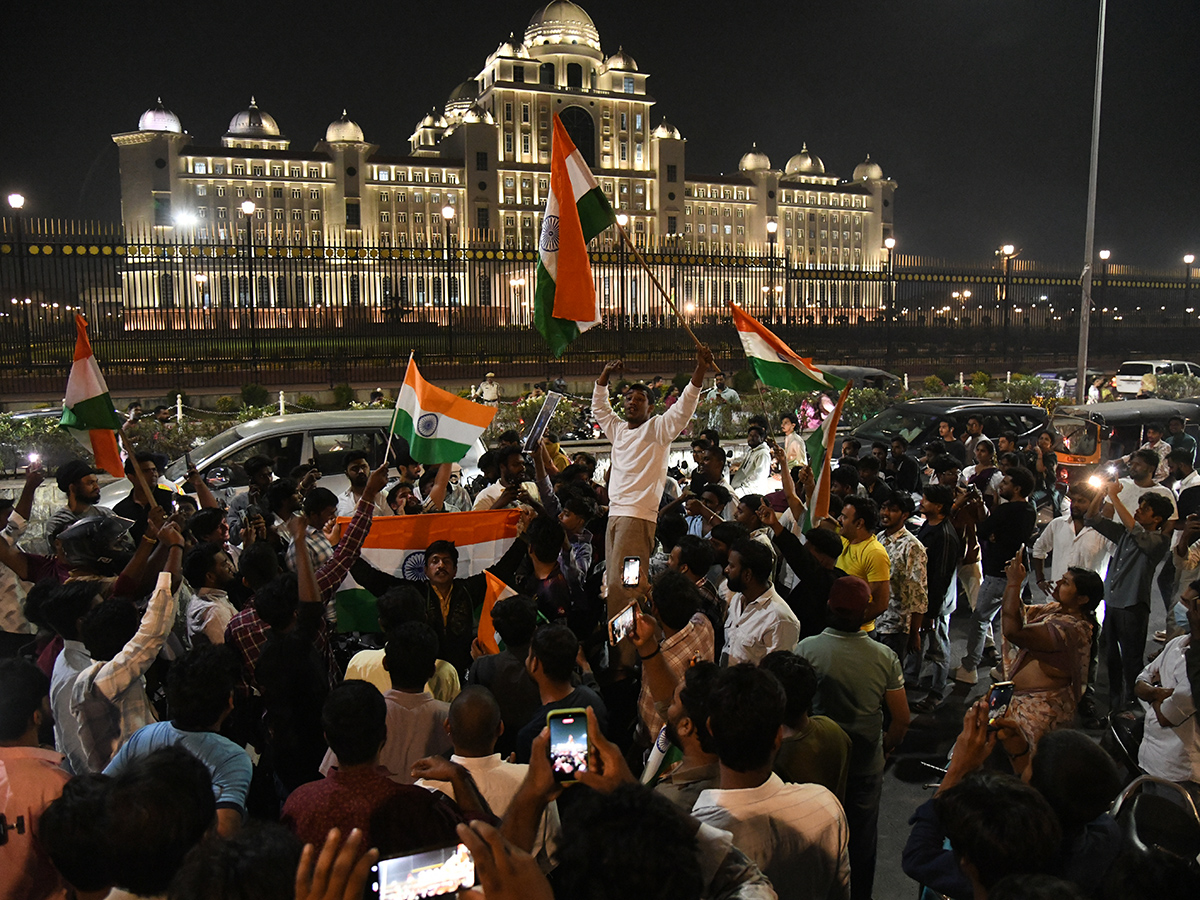Cricket fans celebrate Indias victory over Pakistan at hyderabad20