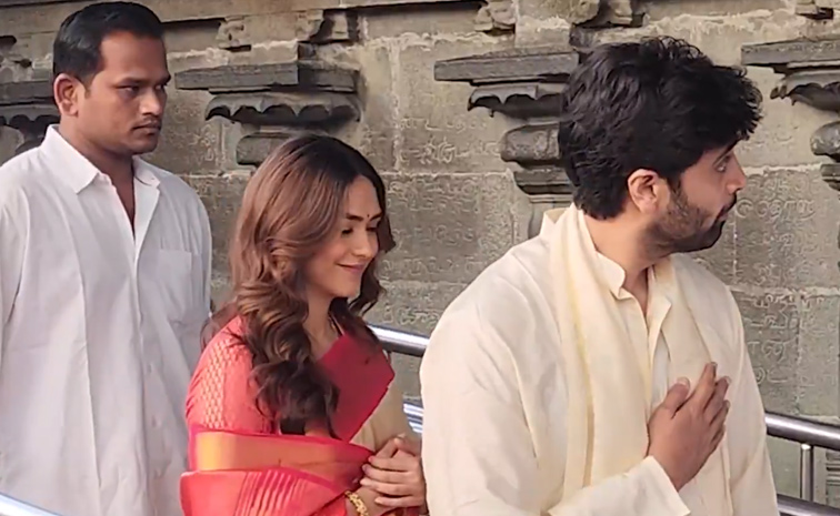 Actress Mrunal Thakur And Adivi Sesh Visited Tirumala Photos5