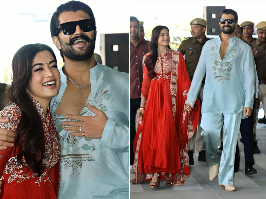 Vijay Aad Rashmika Spotted At Udaipur Airport After Marriage1