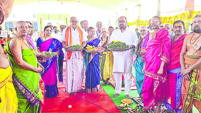 కోటి తులసి పూజకు శ్రీకారం1