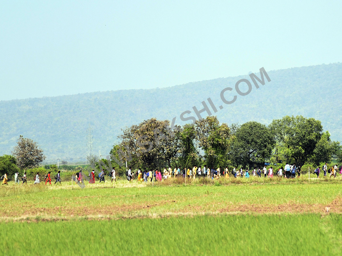Devotees travel to the Srisailam temple by walk through forest area10