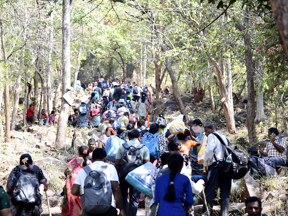 Devotees travel to the Srisailam temple by walk through forest area20