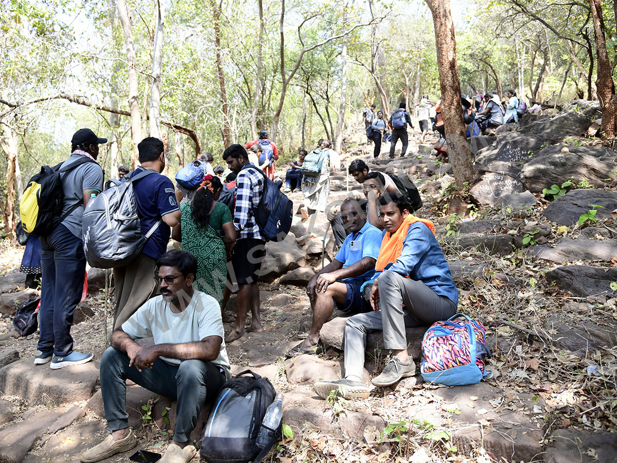 Devotees travel to the Srisailam temple by walk through forest area25
