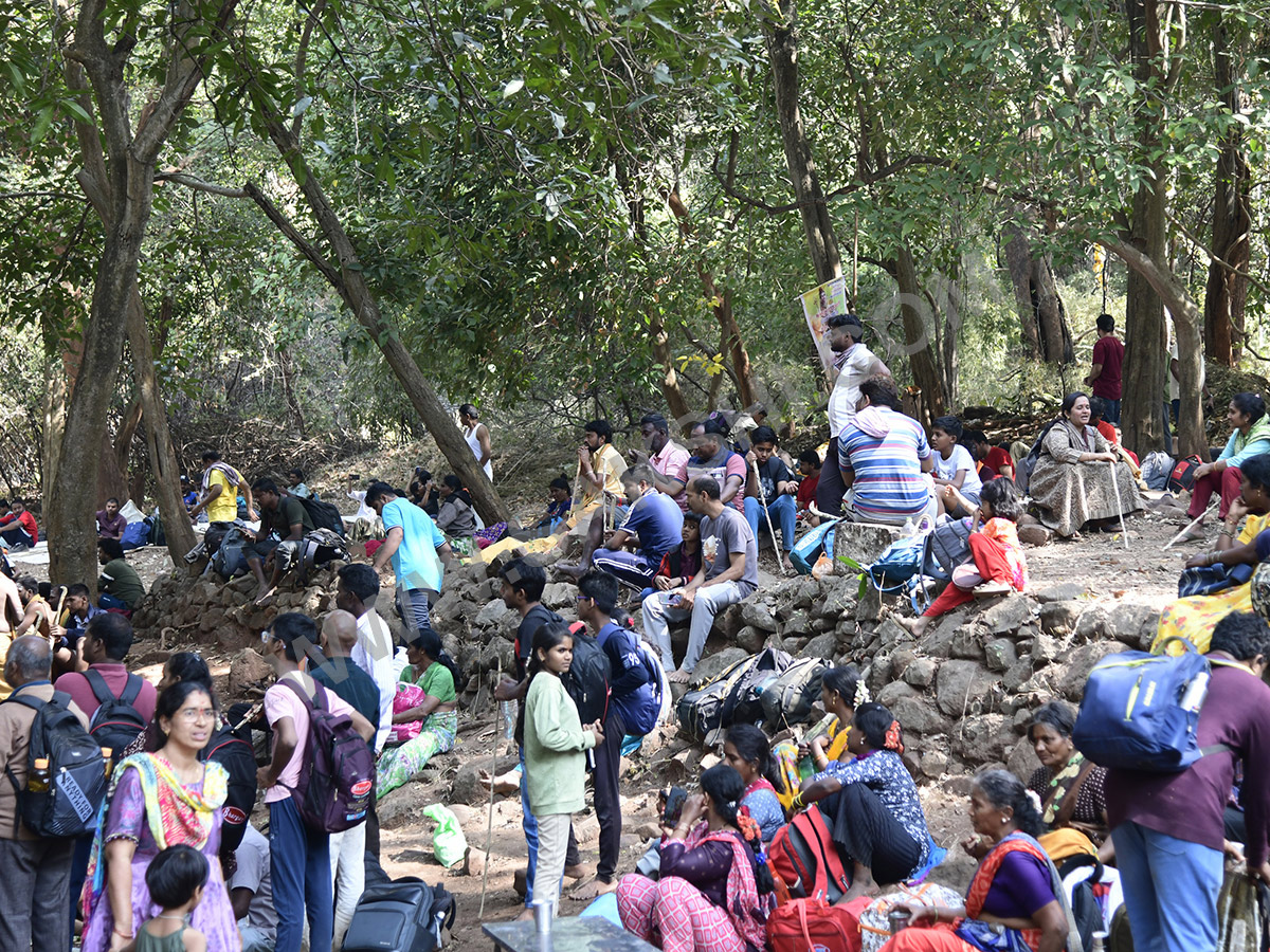 Devotees travel to the Srisailam temple by walk through forest area27