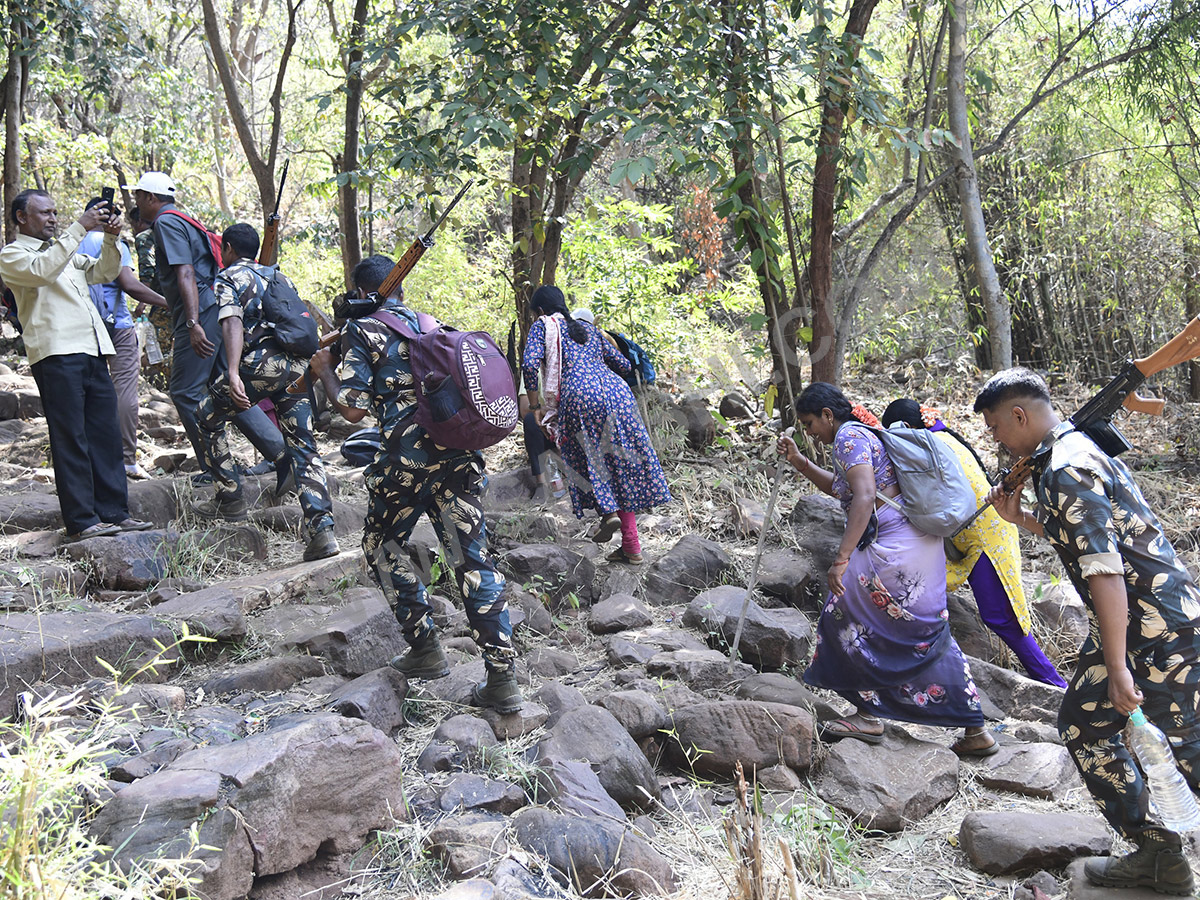 Devotees travel to the Srisailam temple by walk through forest area36