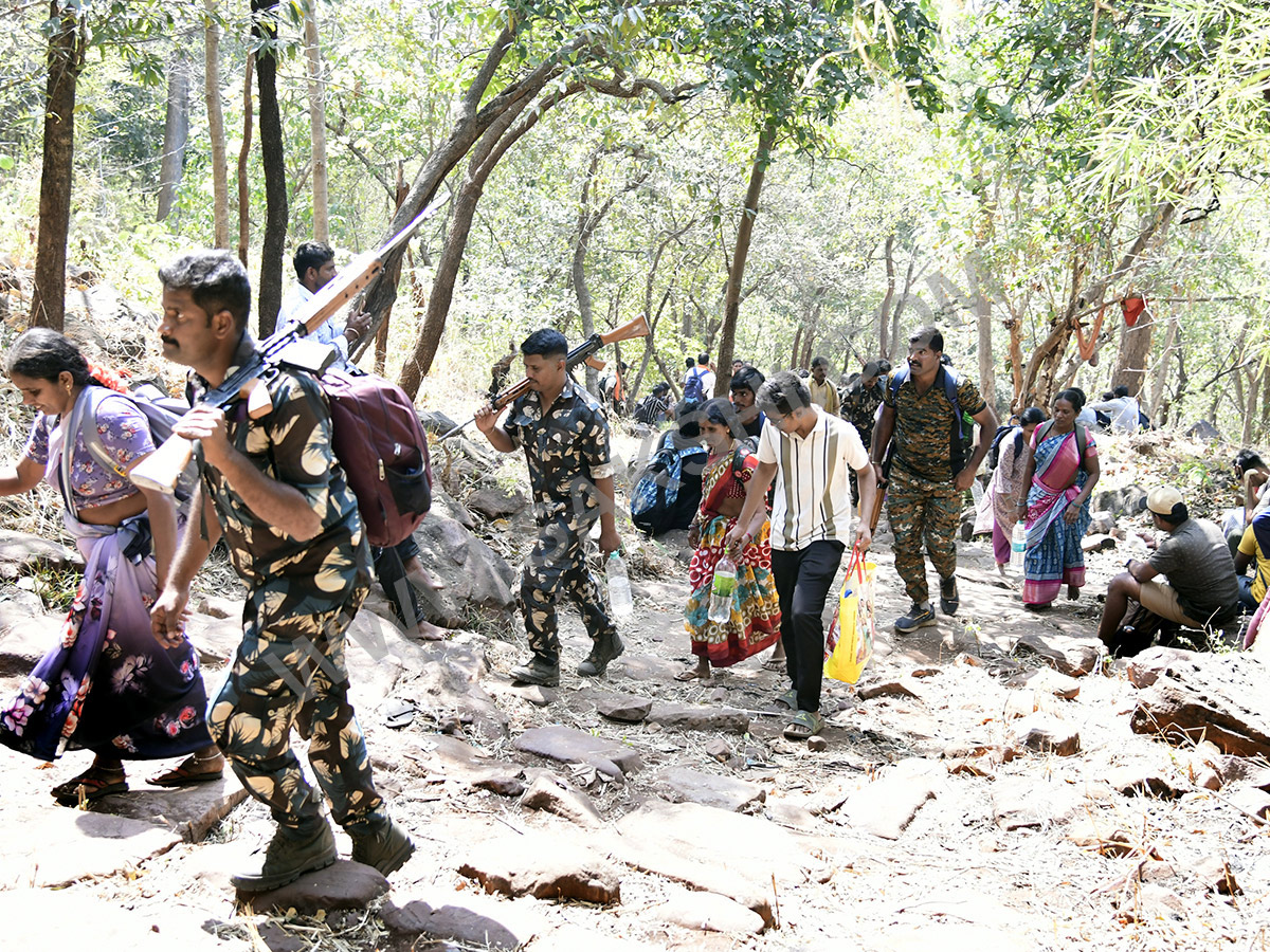 Devotees travel to the Srisailam temple by walk through forest area47