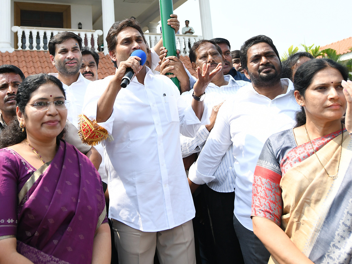 YSRCP Formation Day : YS Jagan Flag Hoisting at YSRCP Central Office 11