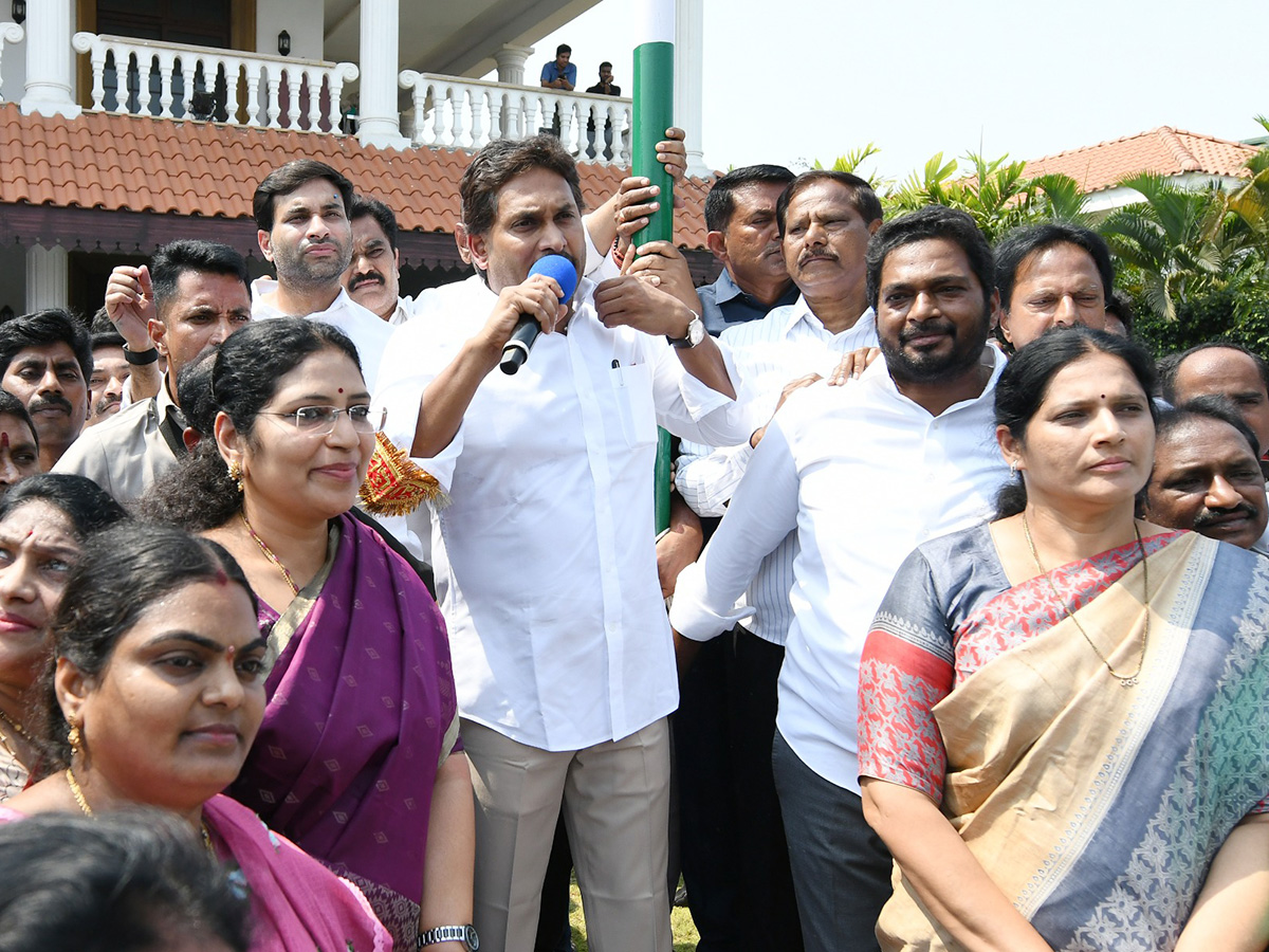 YSRCP Formation Day : YS Jagan Flag Hoisting at YSRCP Central Office 12