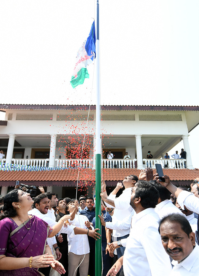 YSRCP Formation Day : YS Jagan Flag Hoisting at YSRCP Central Office 30