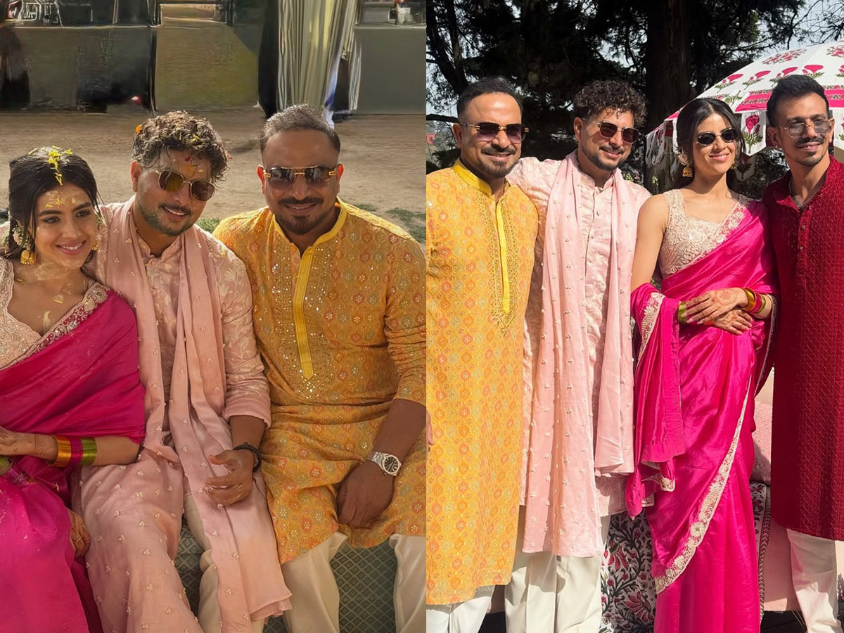 Kuldeep Yadav Dance With Wife Vanshika In Haldi Sangeet Ceremony Photos1