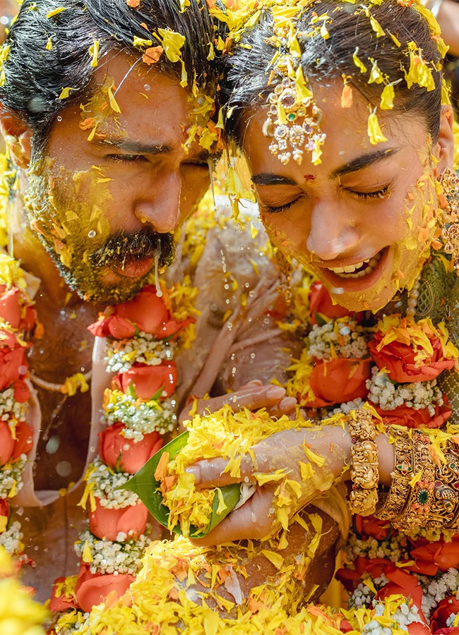 Virosh Haldi Pics : Rashmika and Vijay Deverakonda Share Pictures from the Haldi Ceremony HD Photos3