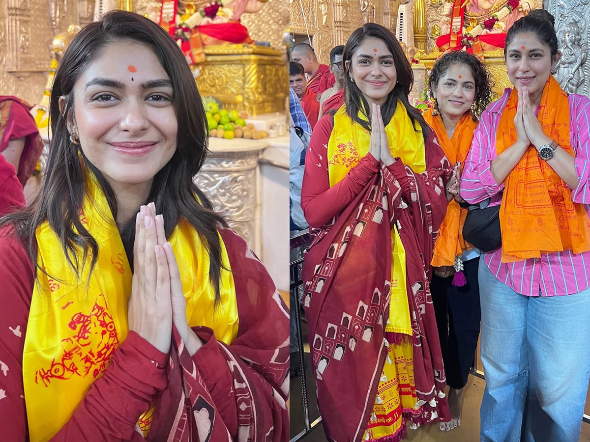 Actress Mrunal thakur visited Ganapathi temple In pune Photos1
