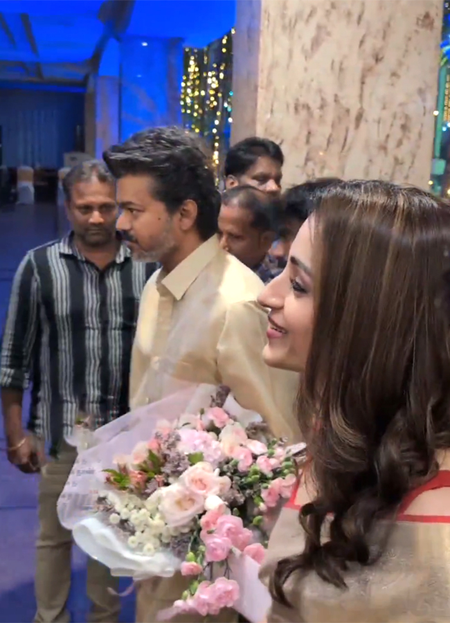 Actor and TVK chief Vijay attends wedding reception with Trisha13
