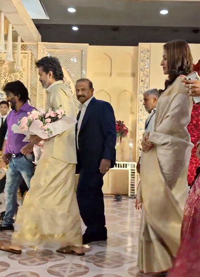 Actor and TVK chief Vijay attends wedding reception with Trisha15