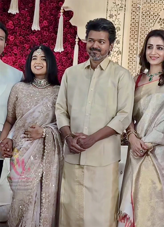 Actor and TVK chief Vijay attends wedding reception with Trisha3