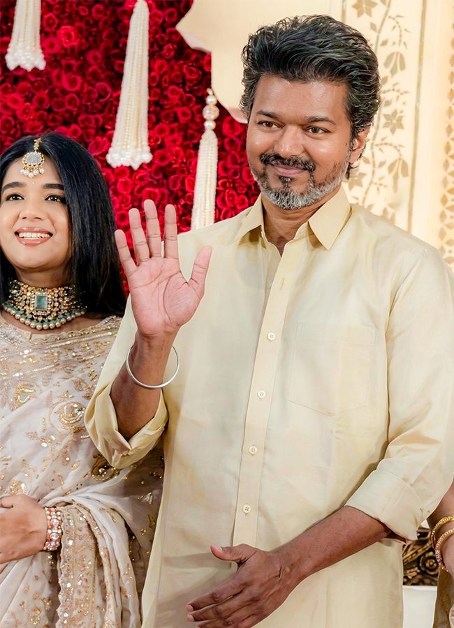 Actor and TVK chief Vijay attends wedding reception with Trisha6