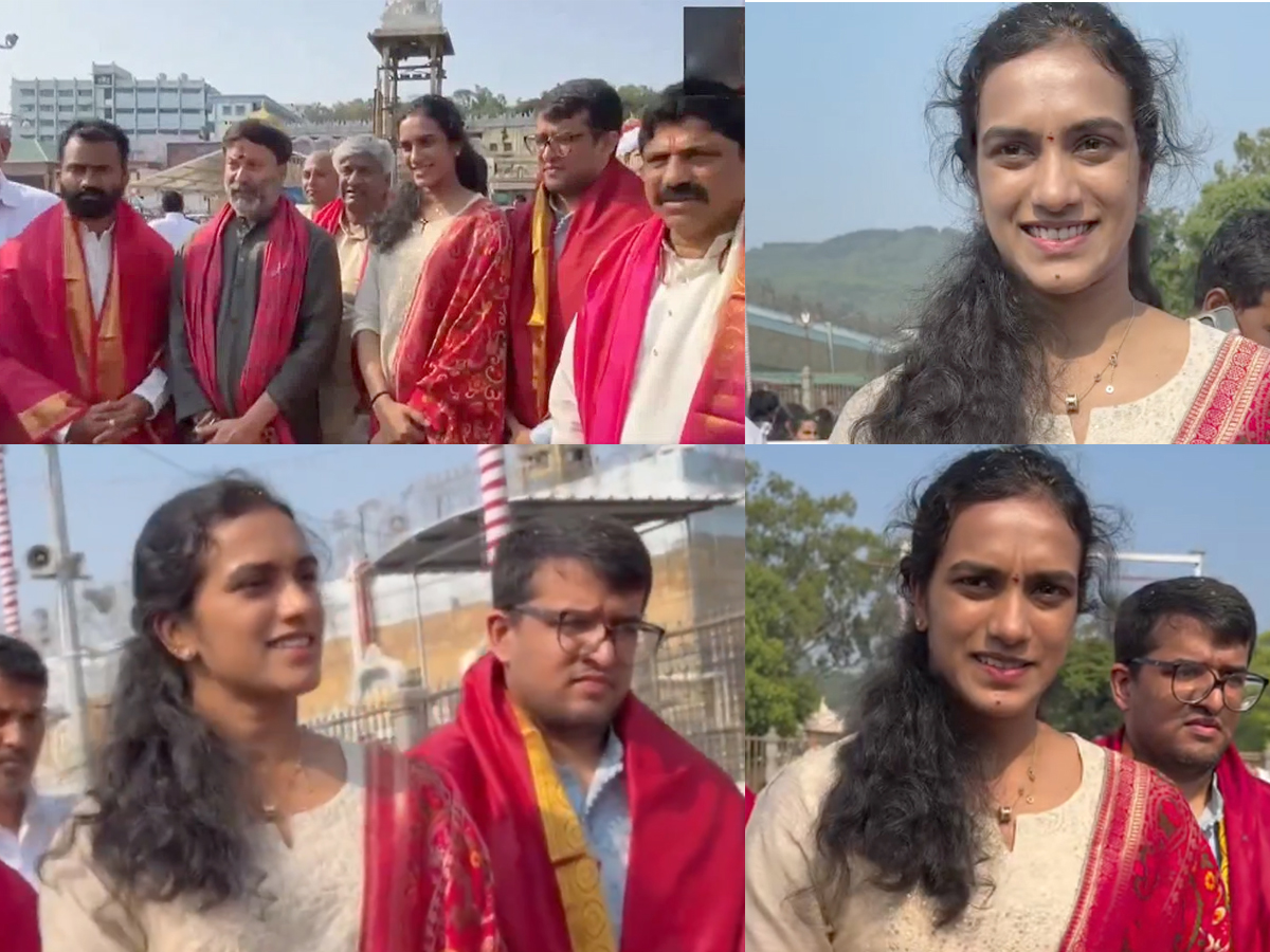 Indian Badminton Player Pv Sindhu Couple Visited Tirumala Photos1