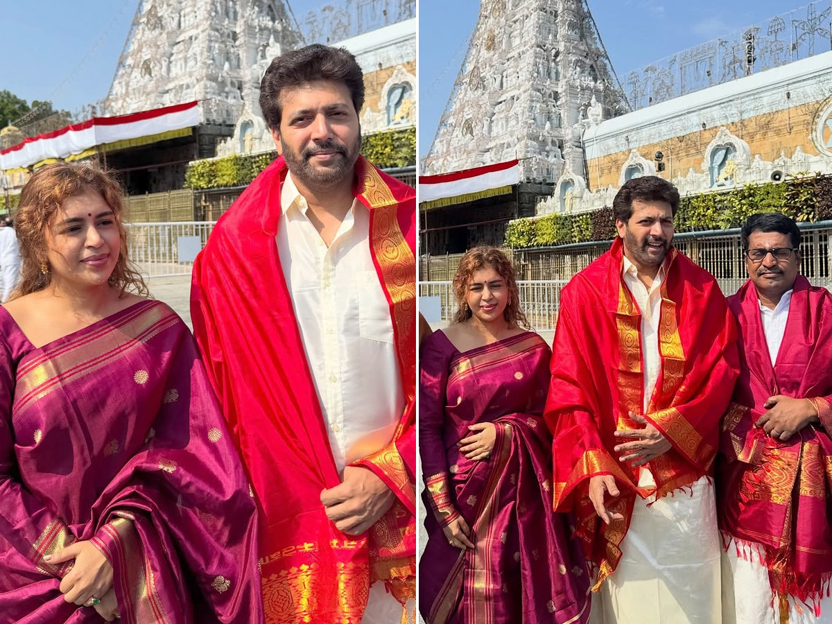 Actor Ravi Mohan, Along with Kenishaa Francis visited Tirumala Temple Photos1