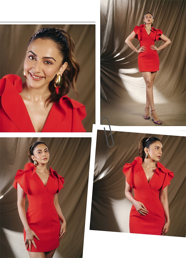 Indian Actress Rakul Preet Singh Red Dress Viral Photos6