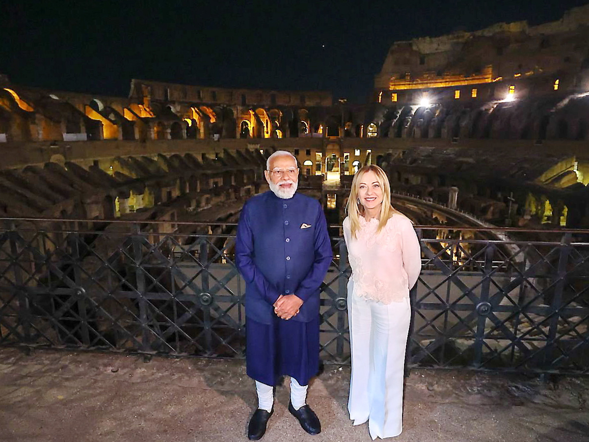 PM Modi Dinner, Drive, Colosseum Diplomacy With Meloni In Rome Photos8