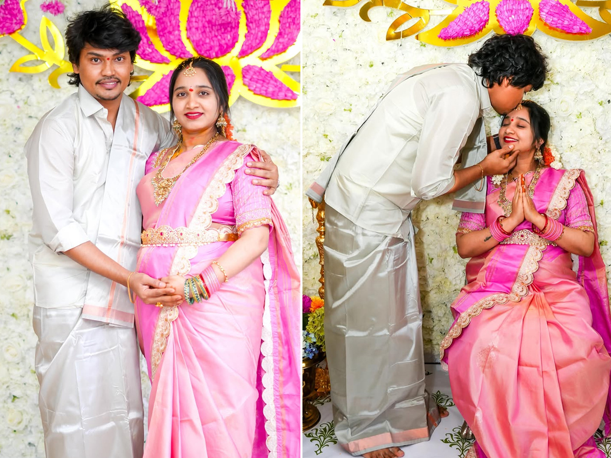 Jabardasth Kevvu kartheek Shares Wife Baby Shower Function Photos1