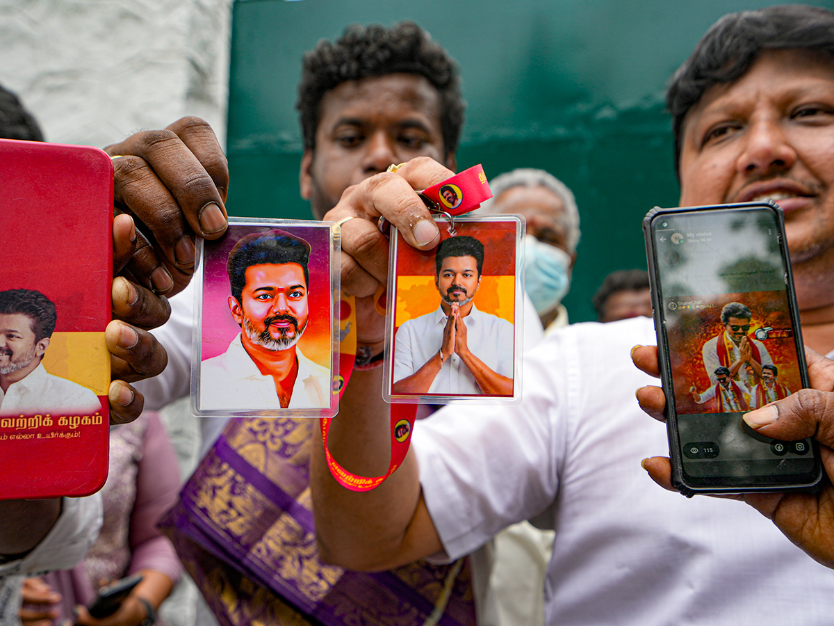 Security personnel guard outside TVK Chief Vijay's Residence10