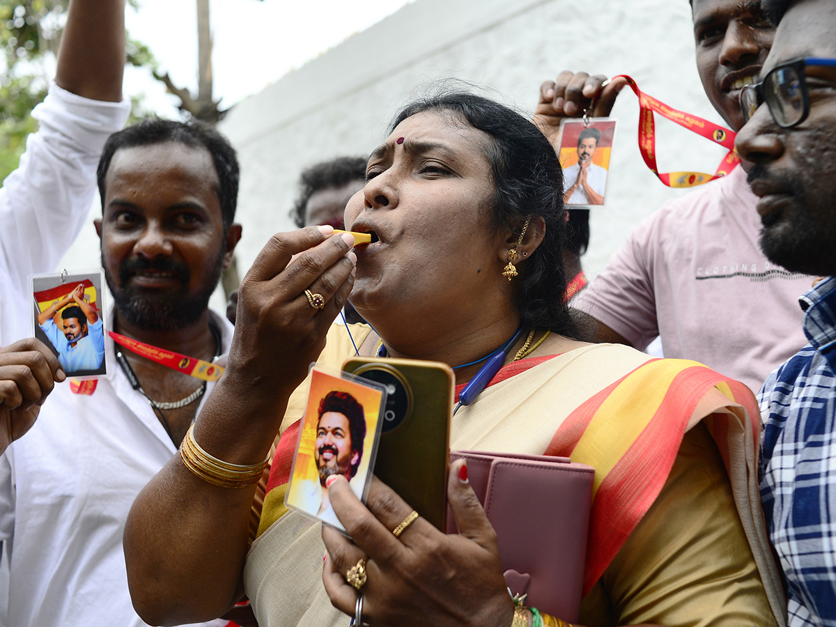 Security personnel guard outside TVK Chief Vijay's Residence11