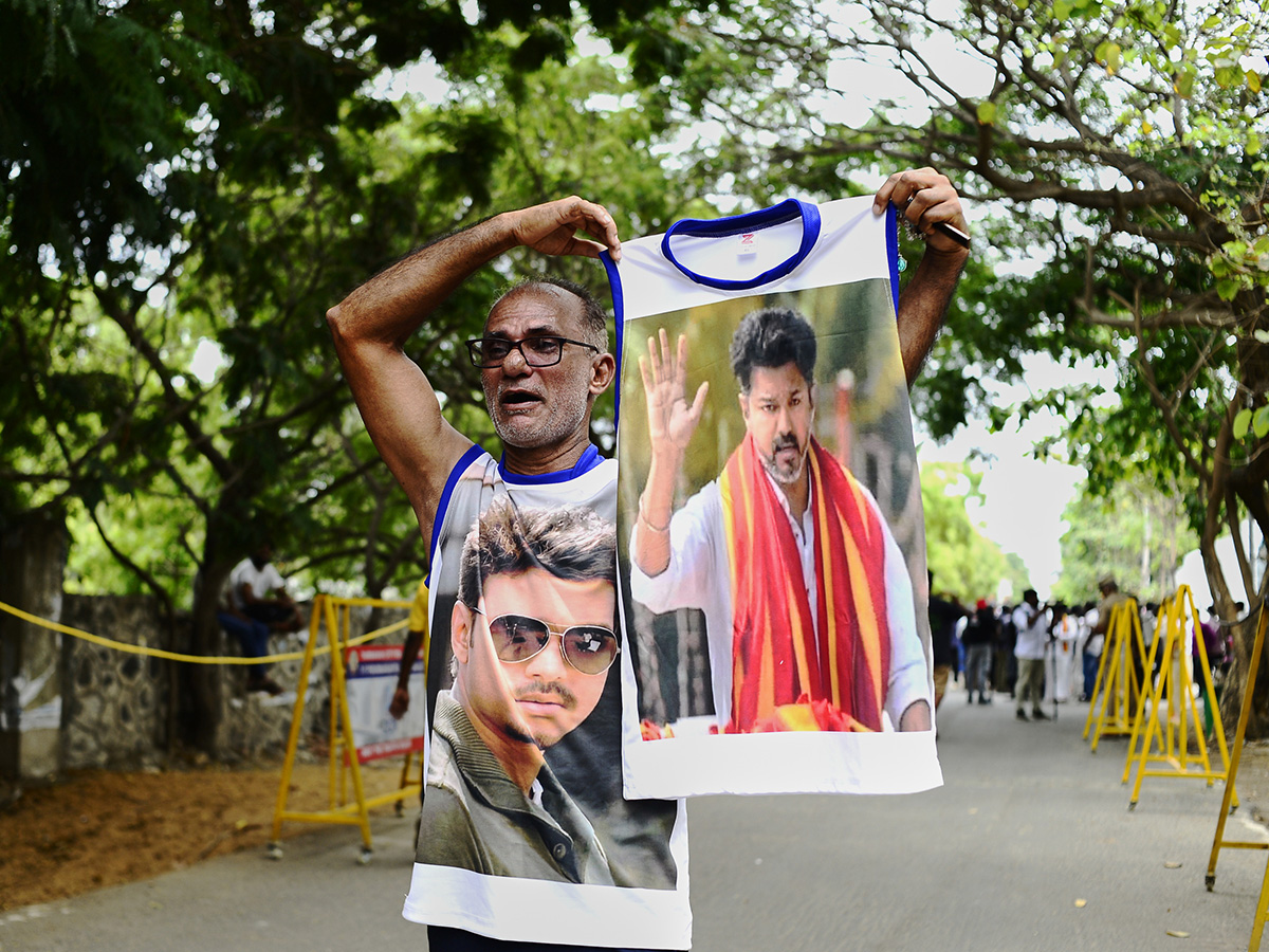 Security personnel guard outside TVK Chief Vijay's Residence12