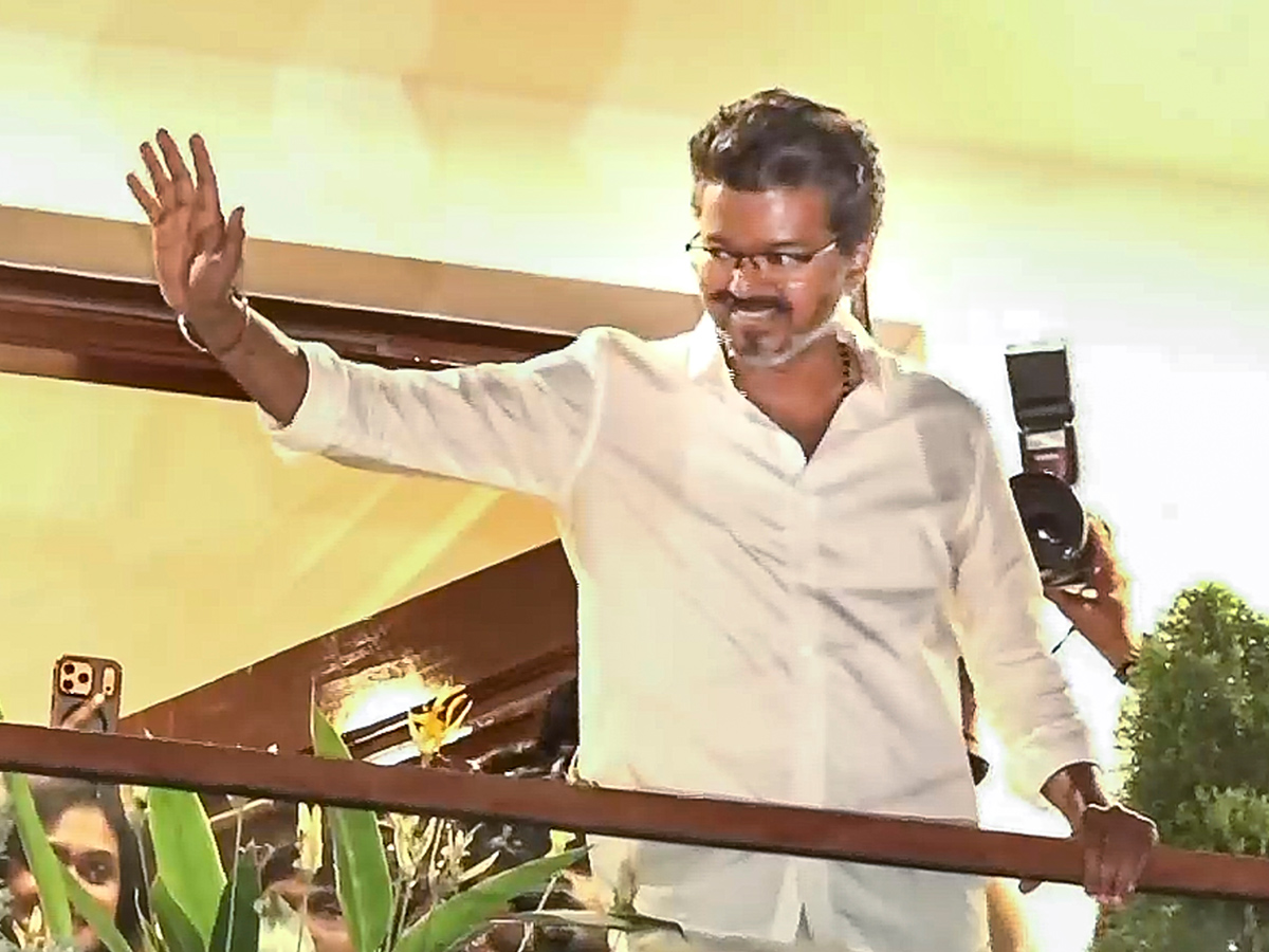 TVK Vijay celebrates after winning in the Tamil Nadu Assembly elections results10