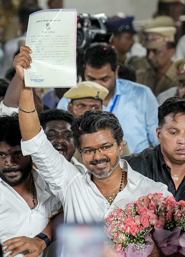 TVK Vijay celebrates after winning in the Tamil Nadu Assembly elections results15