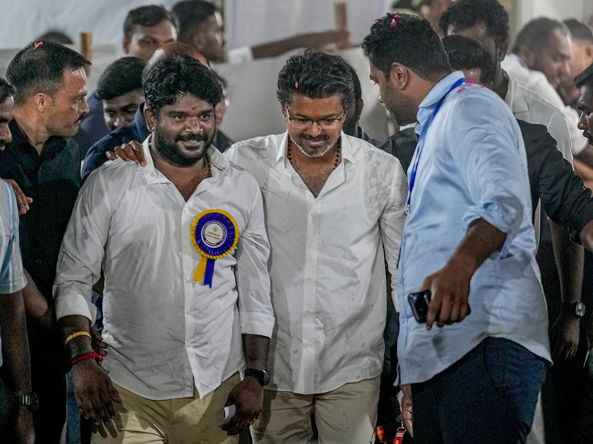 TVK Vijay celebrates after winning in the Tamil Nadu Assembly elections results2