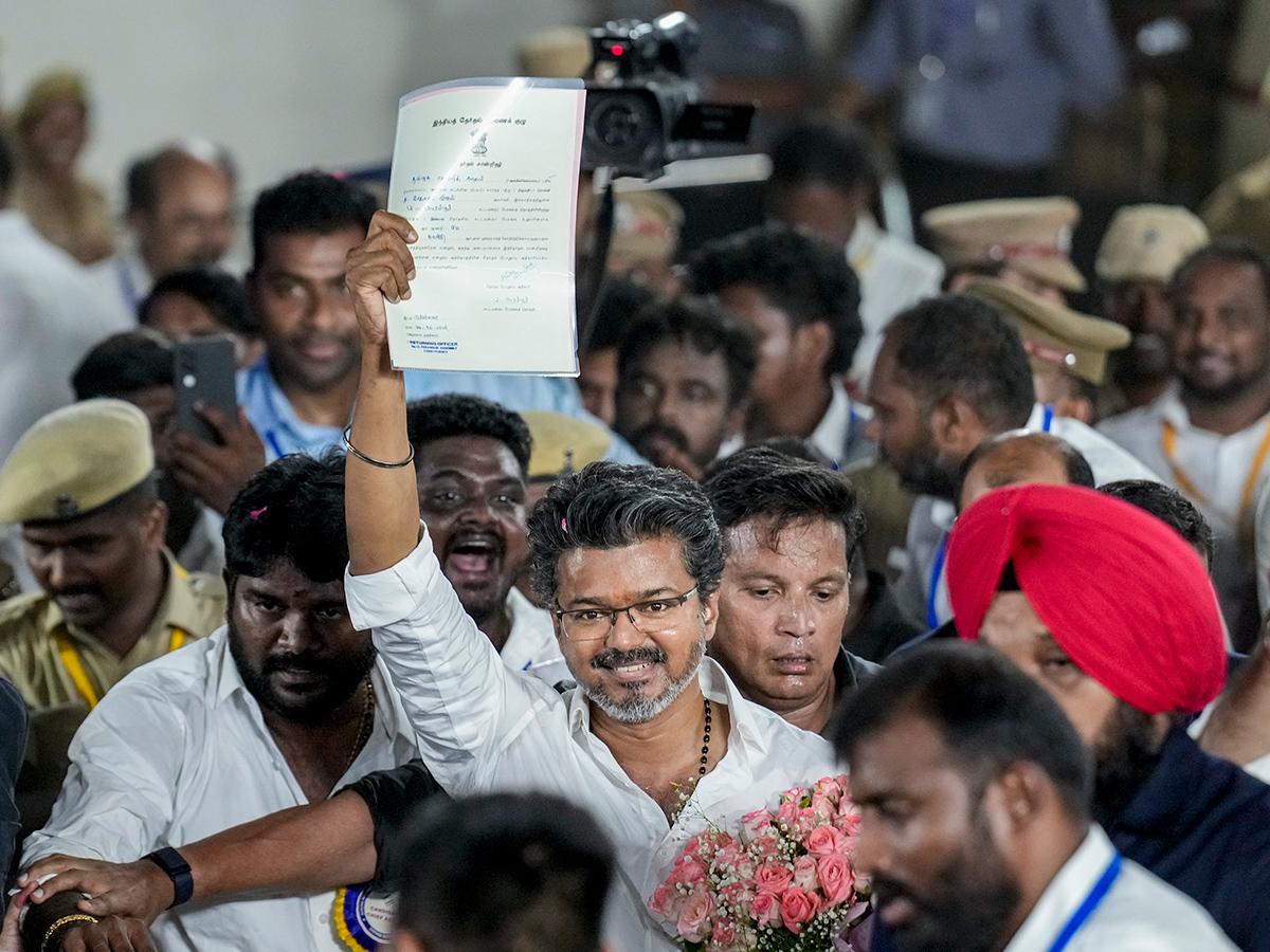 TVK Vijay celebrates after winning in the Tamil Nadu Assembly elections results3