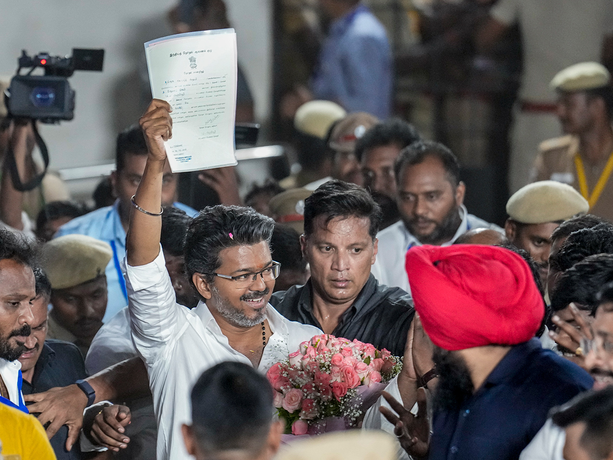 TVK Vijay celebrates after winning in the Tamil Nadu Assembly elections results5