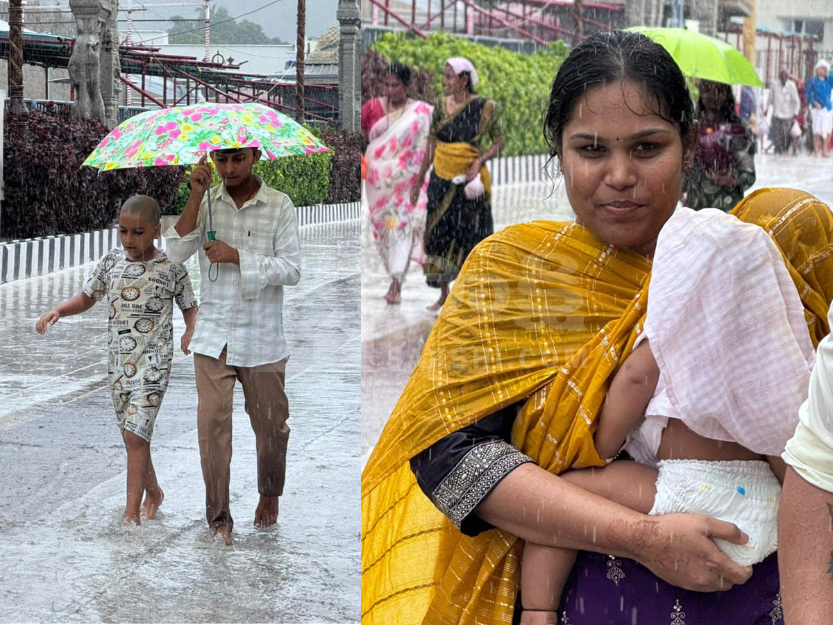 Rain In Tirumala Causes Trouble for Devotees Photos3