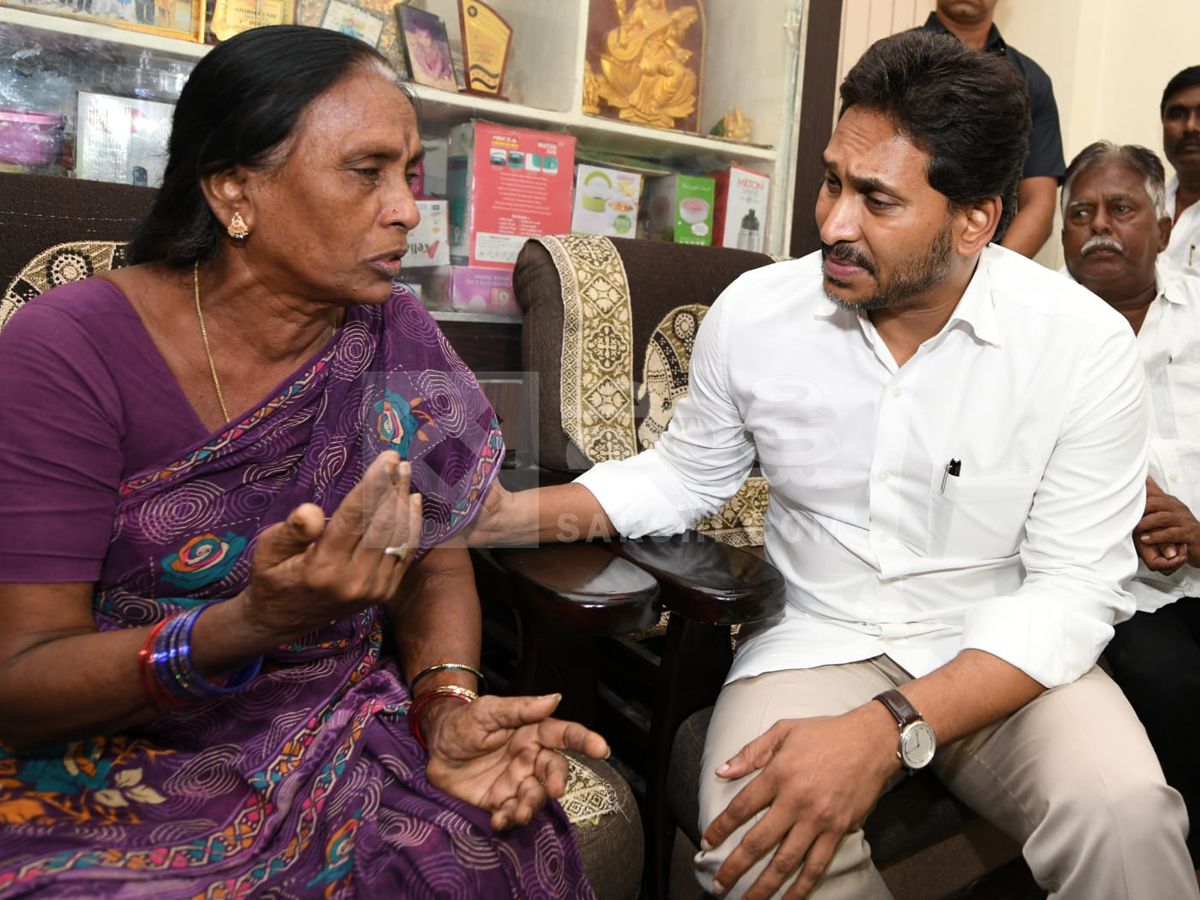 YS Jagan Consoles Sai Krishna Mother Vijayalakshmi At Her Home Photos15
