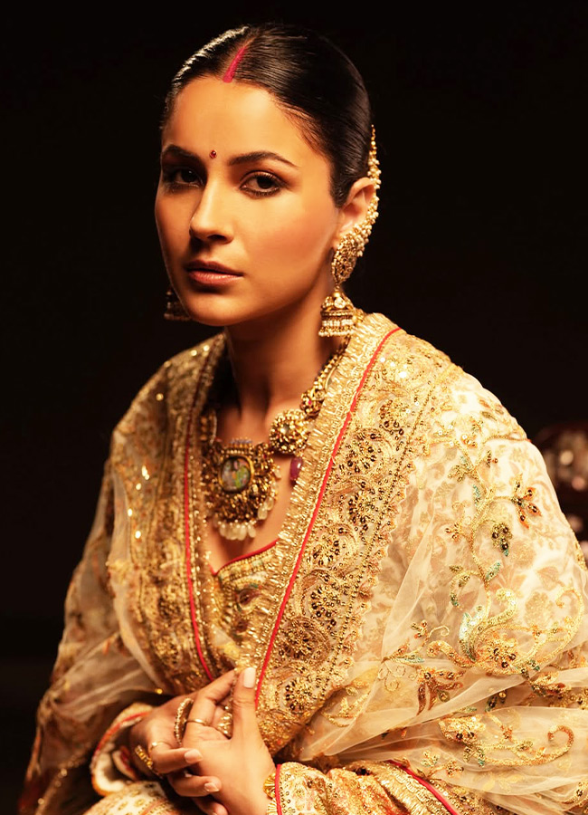 Shehnaaz Gill served a royal glamour In golden Anarkali suit2