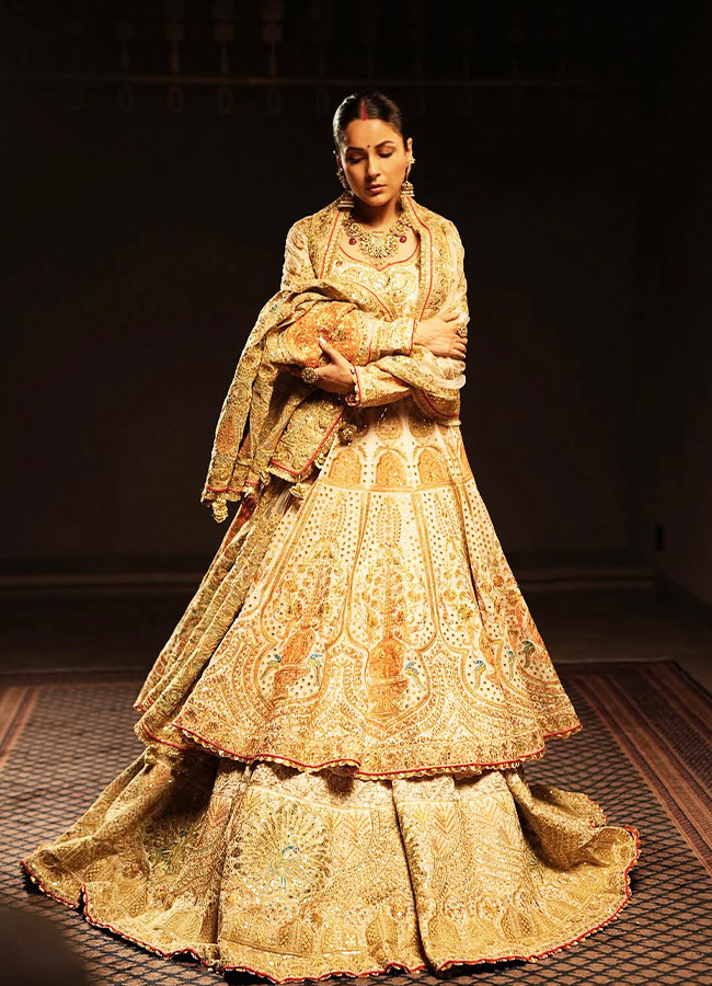 Shehnaaz Gill served a royal glamour In golden Anarkali suit5