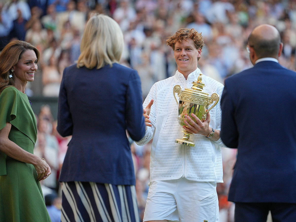 Wimbledon Tennis Championships Jannik Sinner celebrates trophy winning12