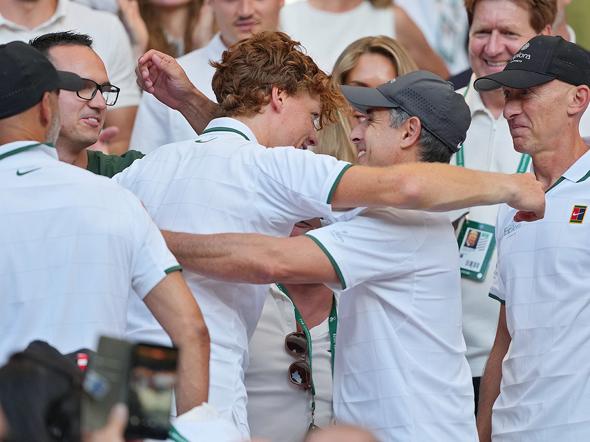 Wimbledon Tennis Championships Jannik Sinner celebrates trophy winning14