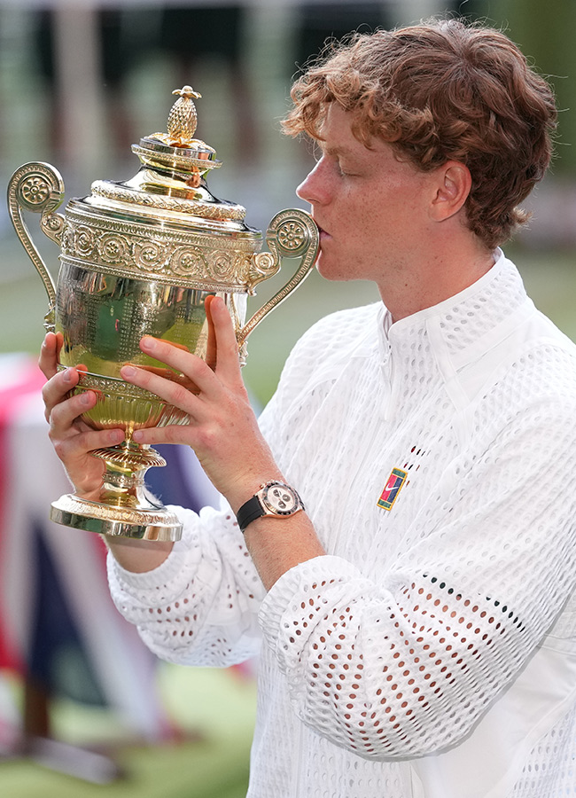 Wimbledon Tennis Championships Jannik Sinner celebrates trophy winning17