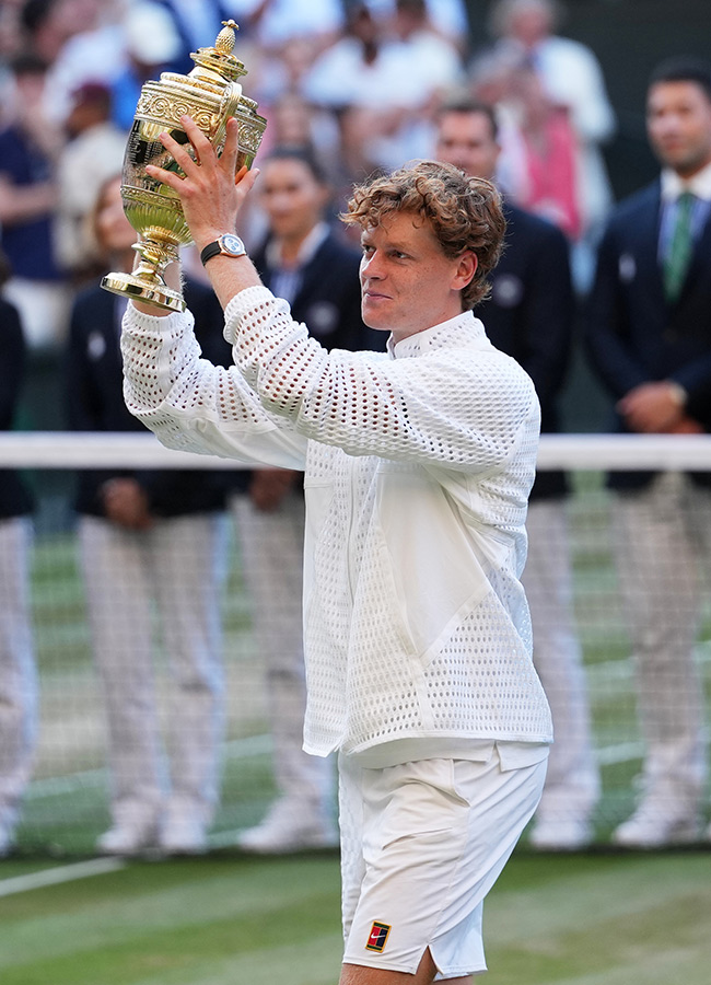 Wimbledon Tennis Championships Jannik Sinner celebrates trophy winning18