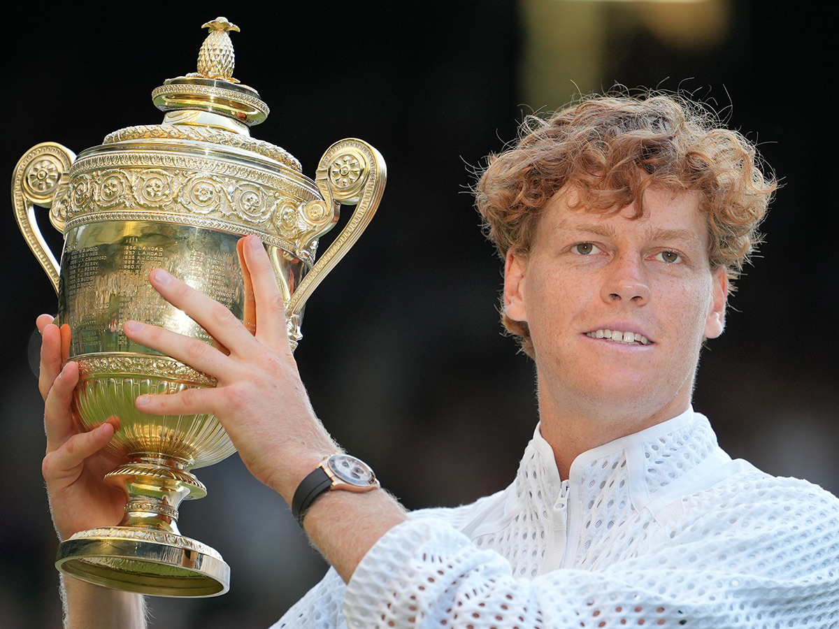 Wimbledon Tennis Championships Jannik Sinner celebrates trophy winning24