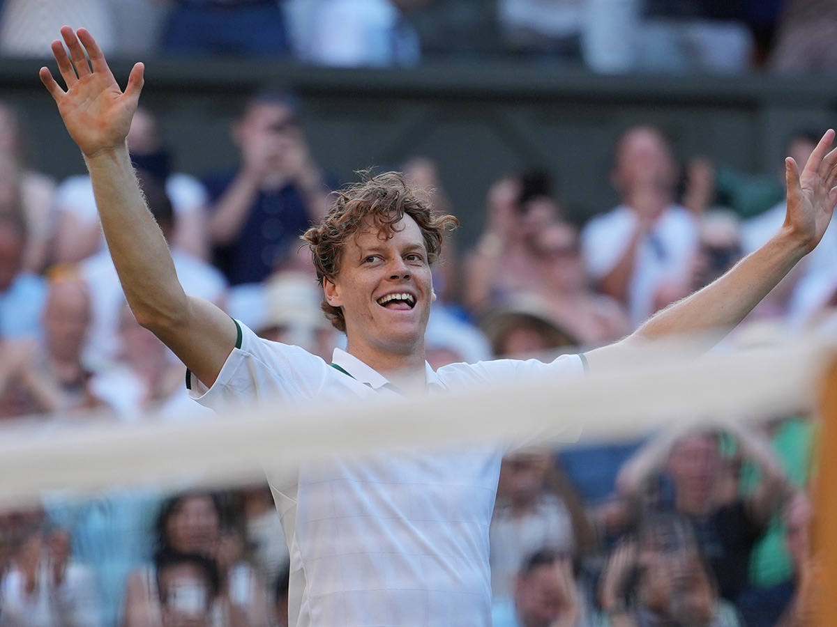 Wimbledon Tennis Championships Jannik Sinner celebrates trophy winning25