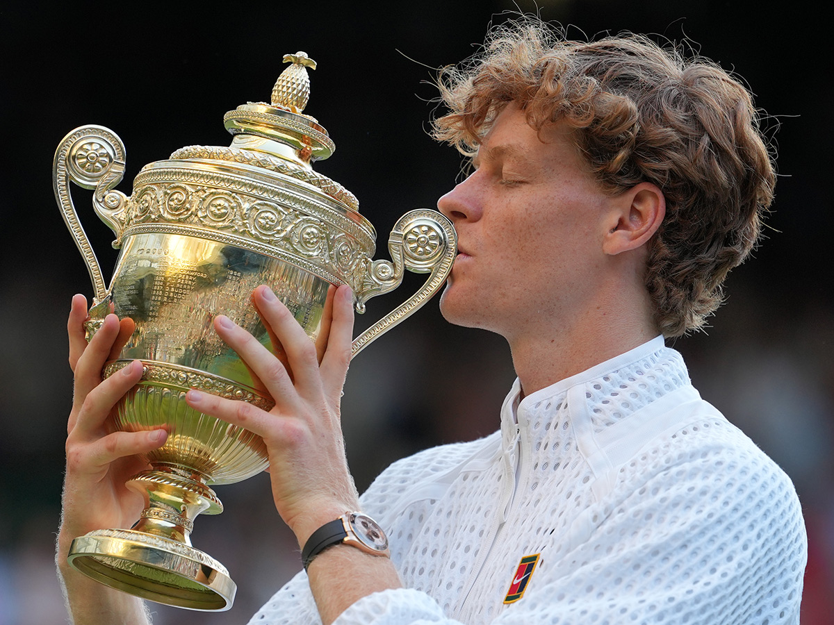 Wimbledon Tennis Championships Jannik Sinner celebrates trophy winning26