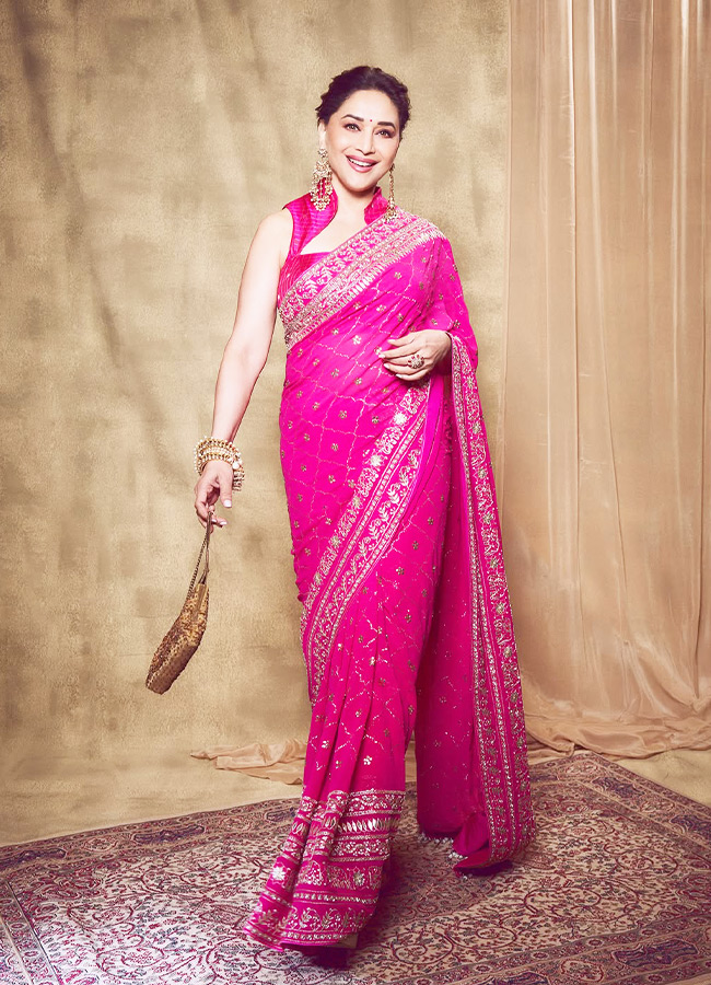 Bollywood Beauty Madhuri Dixit Stuns in a Pink Saree Photos10
