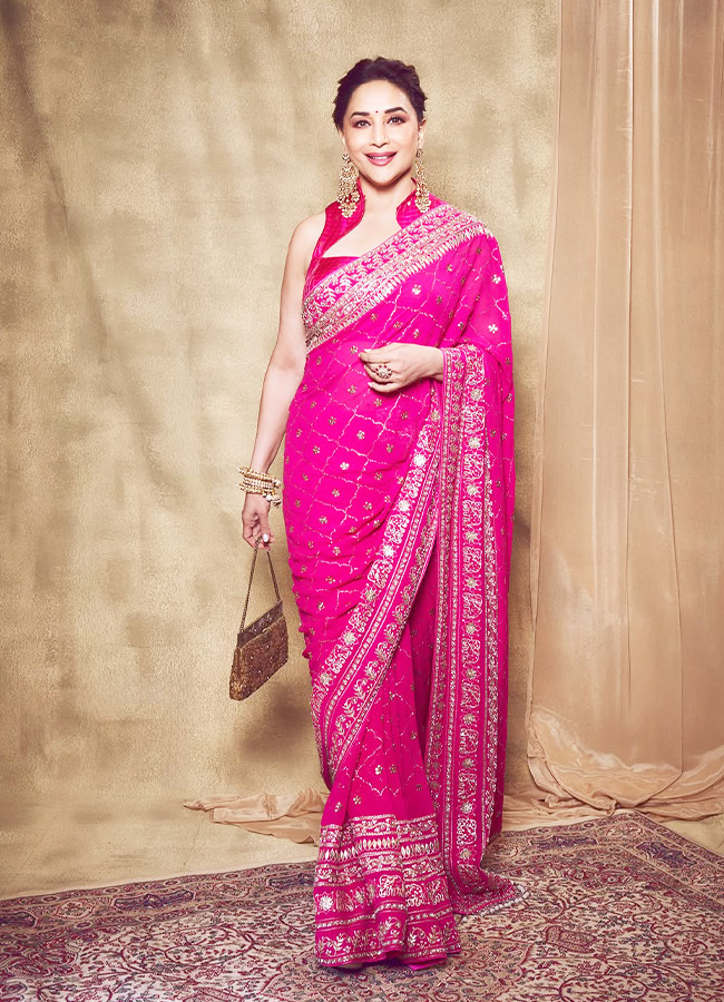Bollywood Beauty Madhuri Dixit Stuns in a Pink Saree Photos12