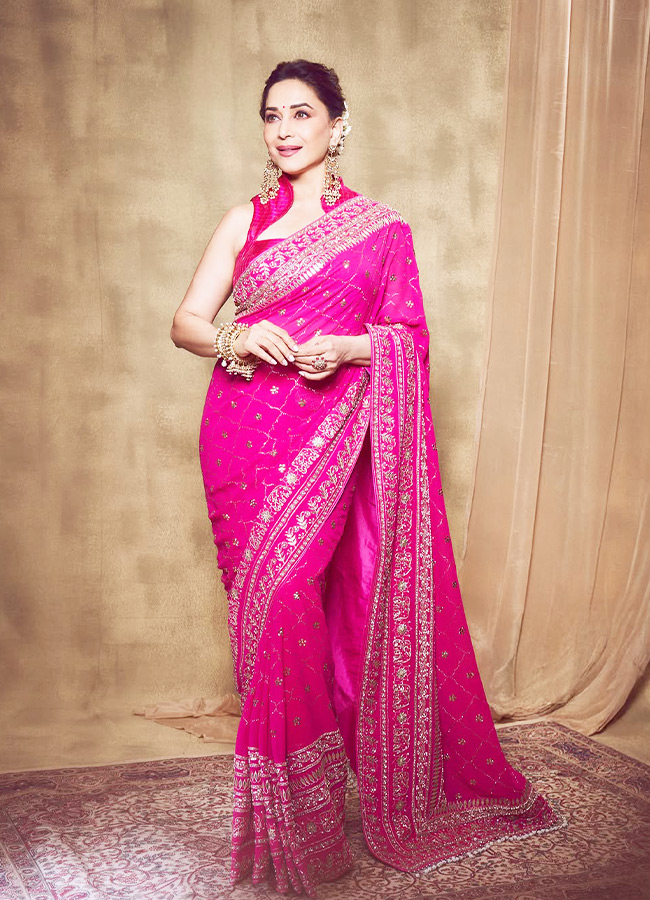 Bollywood Beauty Madhuri Dixit Stuns in a Pink Saree Photos8
