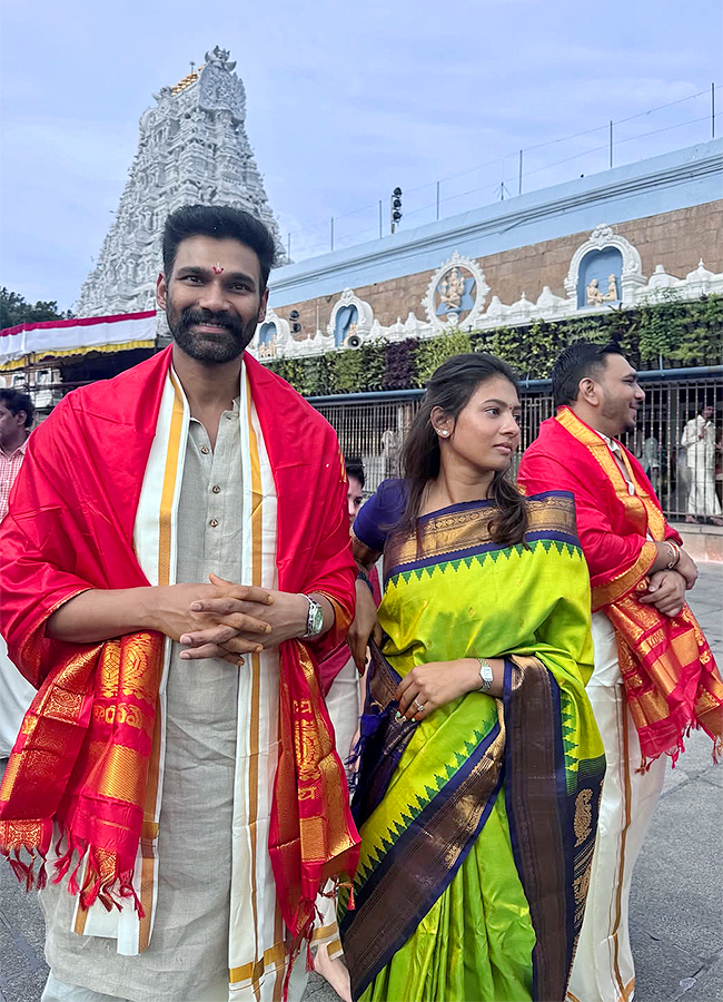 Actor Bellamkonda Sai Sreenivas Wife Kavya Reddy Visits Tirumala10