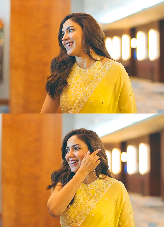 Actress Ritu Varma looks glamorous in a yellow saree Photos4